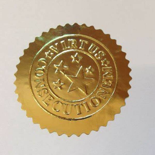 Round Self Adhesive Golden Foil Label, Custom Logo Gold Foil Stickers