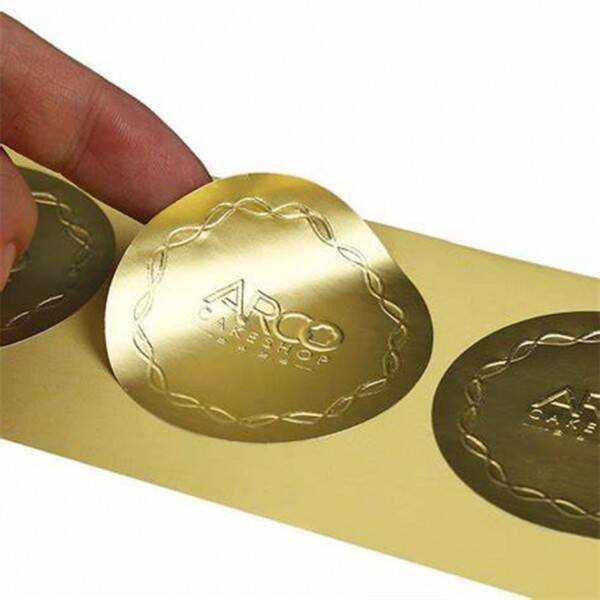 Round Self Adhesive Golden Foil Label, Custom Logo Gold Foil Stickers